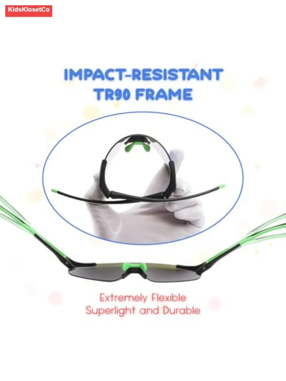Kids Sports Sunglasses UV400 Protection TR90 Frame Polycarbonate Lenses